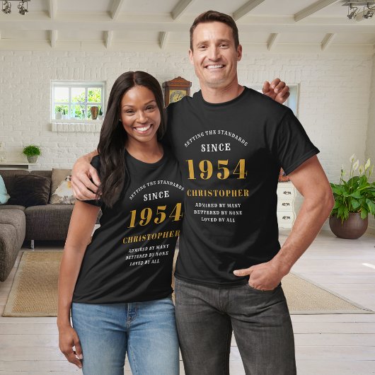 70e verjaardag 1954 Naam toevoegen Black Gold Part T-shirt