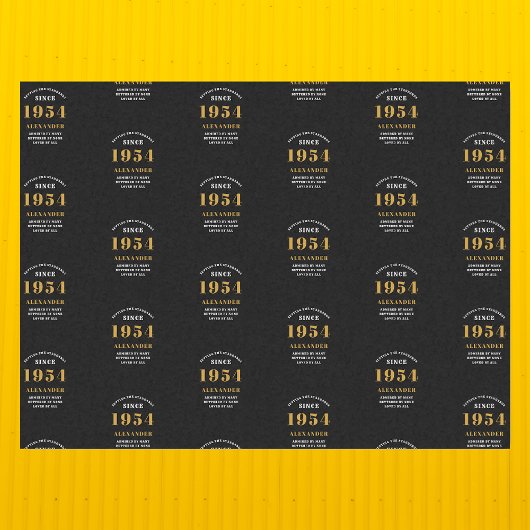 70e verjaardag 1954 Zwart Goud Chique Elegant Tissuepapier