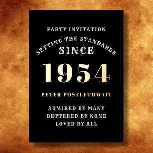 70e verjaardag 1954 zwart goud gepersonaliseerd vo folie uitnodiging