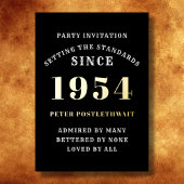 70e verjaardag 1954 zwart goud gepersonaliseerd vo folie uitnodiging