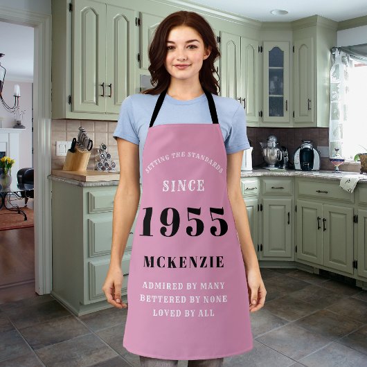 70e verjaardag 1955 Naam Chic Elegant Roze Schort
