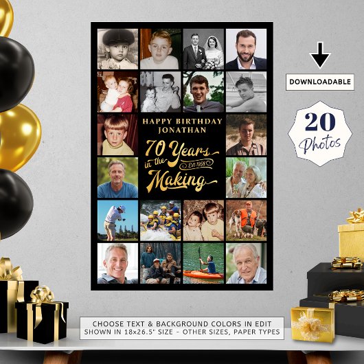 70e verjaardag 20 Foto 70 jaar in de maak Poster