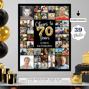 70e verjaardag 39 Photo Collage Hoera voor 70 jaar Poster
