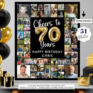 70e verjaardag 51 Photo Collage Hoera voor 70 jaar Poster