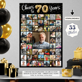 70e verjaardag 55 Photo Collage Hoera voor 70 jaar Poster