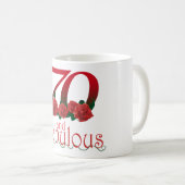 70e verjaardag 70 en fabelrode rozen florale mok (Voorkant rechts)