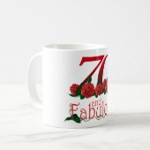 70e verjaardag 70 en fabelrode rozen florale mok (Voorkant links)