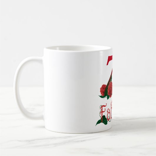 70e verjaardag 70 en fabelrode rozen florale mok (Links)