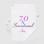 70e verjaardag 70 en sensationele meisje personali golfhanddoek (Insitu)