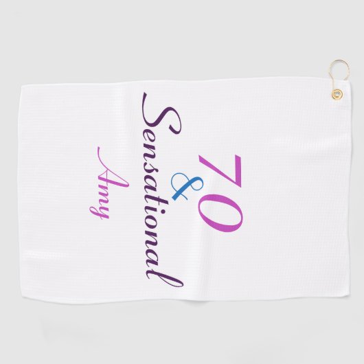 70e verjaardag 70 en sensationele meisje personali golfhanddoek (Horizontaal)