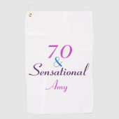 70e verjaardag 70 en sensationele meisje personali golfhanddoek (Voorkant)