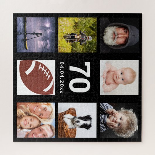 70e verjaardag 70 foto collage man man zwart legpuzzel (Horizontaal)