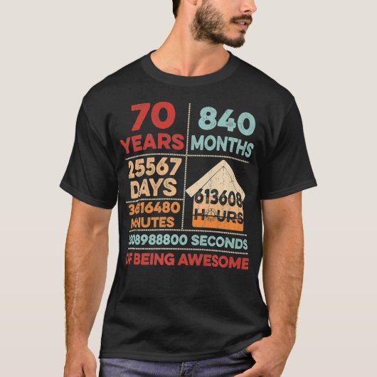  70e verjaardag 70 jaar oud Geweldige A T-shirt (Voorkant)