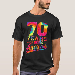 70e Verjaardag 70 jaar oude Geweldige Tie Dye Mann T-shirt