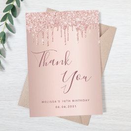 70e verjaardag 70 roos goud glitter druppelt glamo bedankkaart