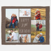 70e verjaardag 7 Foto Collage Brown Fleece Blanket (Voorkant (Horizontaal))