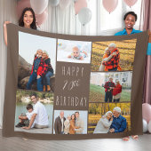 70e verjaardag 7 Foto Collage Brown Fleece Blanket Deken
