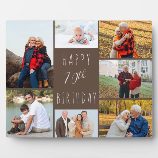 70e verjaardag 7 Foto Collage Warm Brown Fotoplaat (Voorkant)