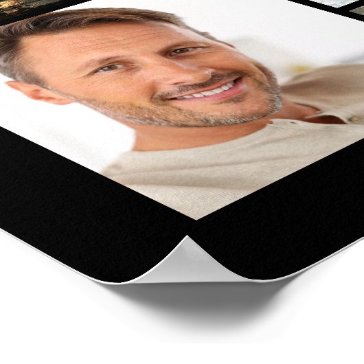 70e verjaardag 92 foto's zwart goud hoera voor jar poster (Hoek)