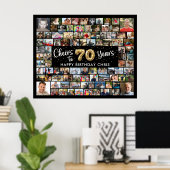 70e verjaardag 92 foto's zwart goud hoera voor jar poster (Thuiskantoor)
