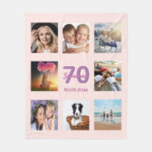 70e verjaardag aangepaste foto collage roos goudro fleece deken (Voorkant)