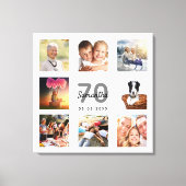 70e verjaardag aangepaste foto collage wit monogra canvas afdruk (Voorkant)