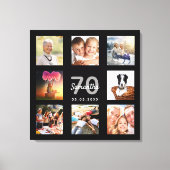 70e verjaardag aangepaste foto collage zwart monog canvas afdruk (Voorkant)