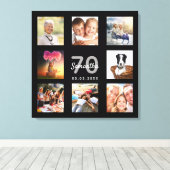 70e verjaardag aangepaste foto collage zwart monog canvas afdruk (Insitu (Houten vloer))