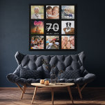 70e verjaardag aangepaste foto collage zwart monog imitatie canvas print<br><div class="desc">Een unieke 70e verjaardagsgeschenk of -hoed, die haar leven viert met een collage van 8 van je foto's. Voeg afbeeldingen van haar familie, vrienden, huisdieren, hobbies of droomreisbestemming toe. Pas een naam, leeftijd 70 en een datum aan en voeg deze toe. Witte en grijze gekleurde letters. Een zwarte achtergrond. Dit...</div>