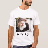 70e verjaardag aangepaste foto hallo 70 jongens ma t-shirt (Voorkant)