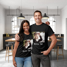 70e verjaardag aangepaste foto hallo 70 jongens ma t-shirt