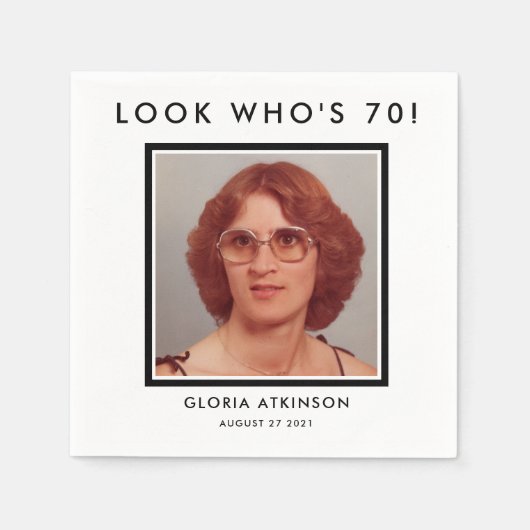 70e verjaardag aangepaste foto-inapkins servet (Voorkant)