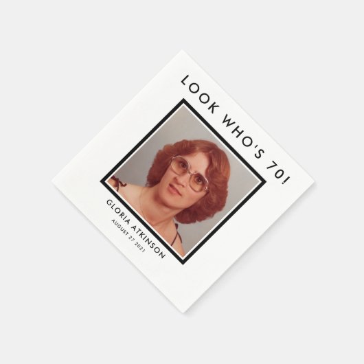 70e verjaardag aangepaste foto-inapkins servet (Hoek)