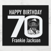 70e verjaardag aangepaste foto naam zwart wit bier etiket (Enkel label)