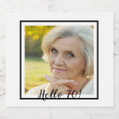 70e verjaardag aangepaste foto zwart-wit sparkling wijnetiket (Enkel label)