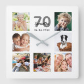 70e verjaardag aangepaste fotocollage familie vierkante klok (Voorkant)