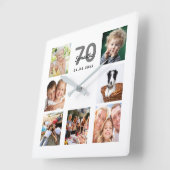 70e verjaardag aangepaste fotocollage familie vierkante klok (Hoek)