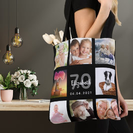 70e verjaardag aangepaste fotocollage zwarte vrouw tote bag