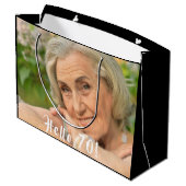 70e verjaardag aangepaste fotomhello 70 vrouw groot cadeauzakje (Achterkant Gekanteld)