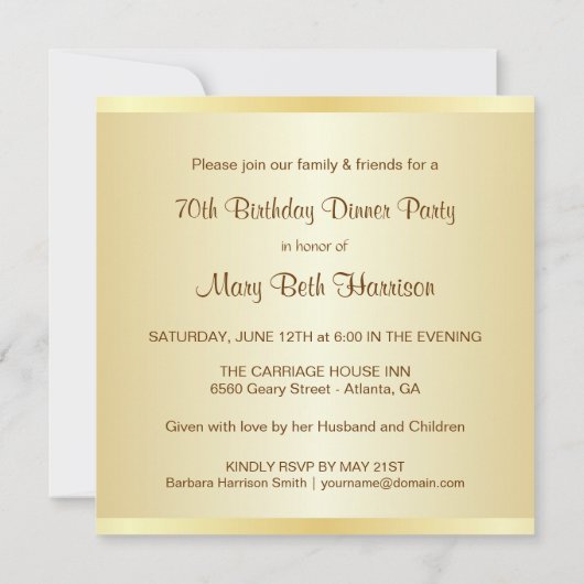 70e verjaardag - Aangepaste fotouitnodigingen Kaart (Achterkant)