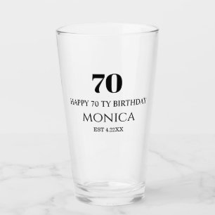 70e verjaardag aangepaste naam glazen beker