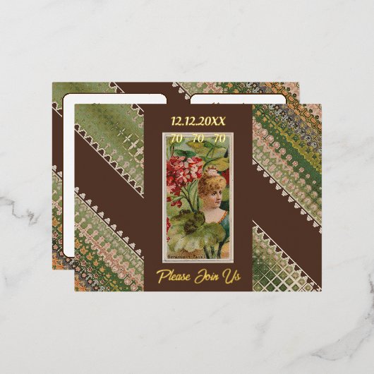 70e verjaardag Aangepaste Uitnodiging Bloemen Beau (Voorkant / Achterkant)