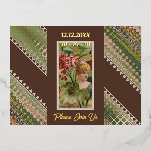 70e verjaardag Aangepaste Uitnodiging Bloemen Beau (Voorkant)