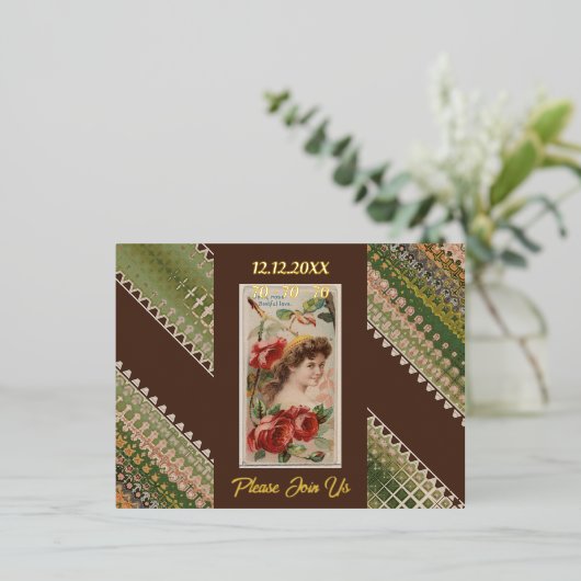 70e verjaardag Aangepaste Uitnodiging Bloemen Beau (Staand Voorkant)