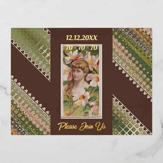 70e verjaardag Aangepaste Uitnodiging Bloemen Beau (Voorkant)