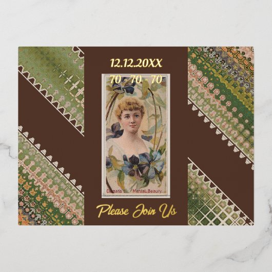 70e verjaardag Aangepaste Uitnodiging Bloemen Beau (Voorkant)