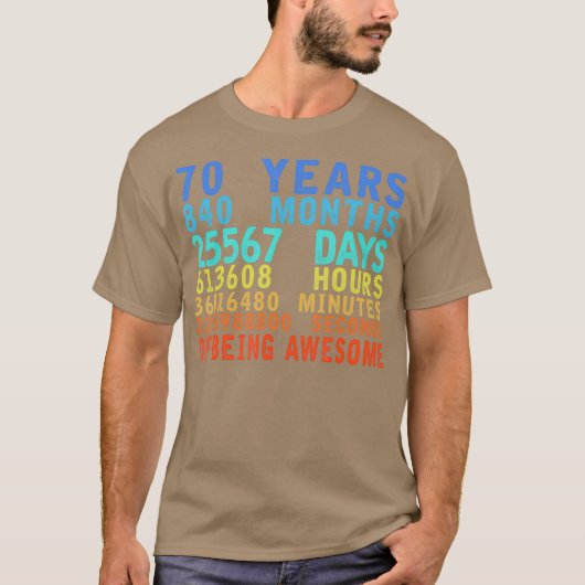 70e verjaardag aftellen 70 jaar oud zijn t-shirt (Voorkant)