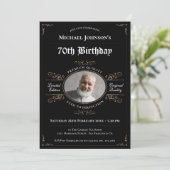 70e verjaardag Aged to Perfection Zwart Goud Class Kaart (Staand voorkant)