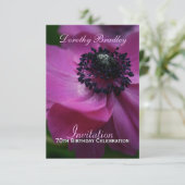 70e verjaardag Anemone Custom Invite 2 Kaart (Staand voorkant)