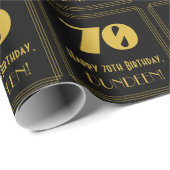 70e verjaardag - Art Deco geïnspireerde look "70" Cadeaupapier (Rol Hoek)